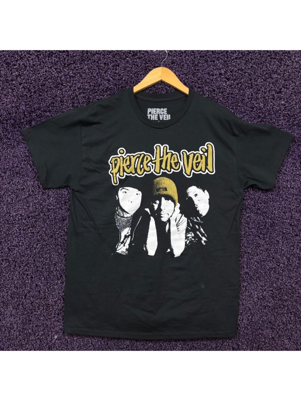 Pierce the Veil Group Poster I Cant Hear You Emo T-Shirt L